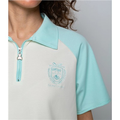 Спортивный костюм #КТ6605 (3), тиффани, кремовый