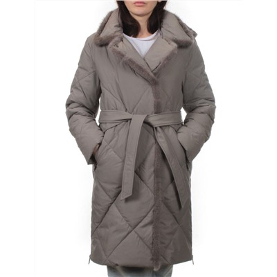 309 GRAY Пальто зимнее стеганое женское (200 гр. холлофайбер, натуральная норка)