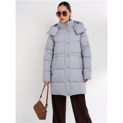 Пуховик женский серо-голубой