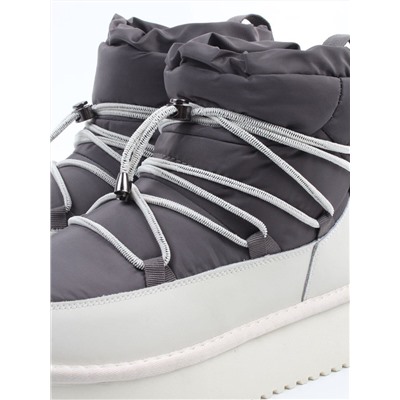 04-WF029-4M DK. GRAY/MILK Ботинки зимние женские (натуральная кожа, курточная ткань, 100% шерсть)