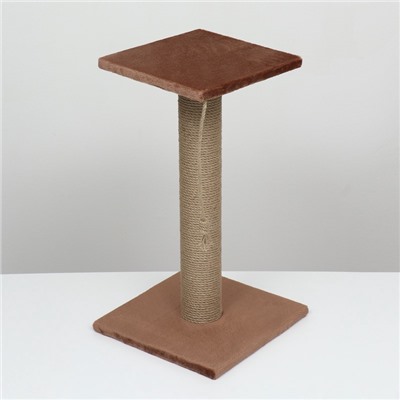 Когтеточка-столбик, Ø10, с площадкой, КД-37, джут 35×35×64 см, микс