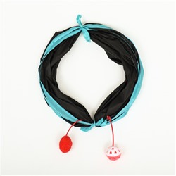 Туннель для кошек с игрушкой, 50×25 см, черный/голубой