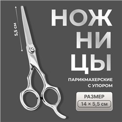 Ножницы парикмахерские с упором, лезвие — 5.5 см, серебристые