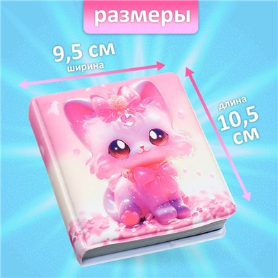 Записная книжка подарочная 96л,линия, цветной блок,обложка ПВХ 3D Кошка (9,5х10,5см)