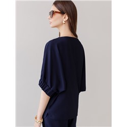 Свободная блузка с вырезом лодочка из плотного лиоцелла