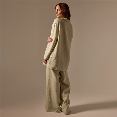 Пижама женская (рубашка, брюки) SL HOME Linen, светло-зелёная