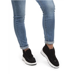 01-5281-5 BLACK Ботинки демисезонные женские (натуральная замша, байка)