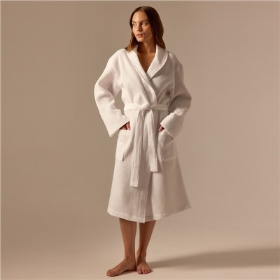 Халат вафельный женский SL HOME: Basic «Блан де Блан», хлопок 100%, белый