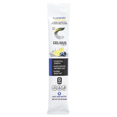Celsius, Live Fit, черничный лимонад, 14 пакетиков, по 5,48 г (0,19 унции)