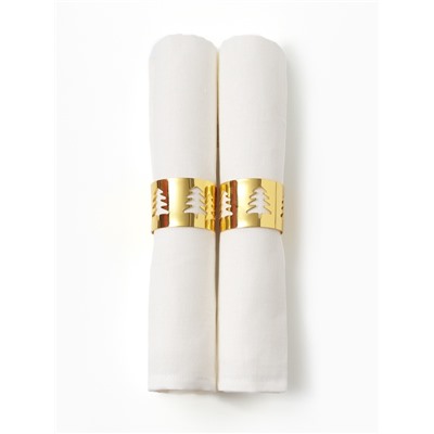 Набор салфеток сервировочных «Этель» Golden deer, 40×40 см - 2 шт., с декоративными кольцами, 100% лён