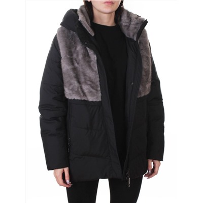 M-8869 BLACK Куртка зимняя женская (150 гр. холлофайбер)