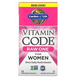 Garden of Life, Vitamin Code, RAW One, мультивитаминная добавка для женщин (для приема 1 раз в день), 75 вегетарианских капсул