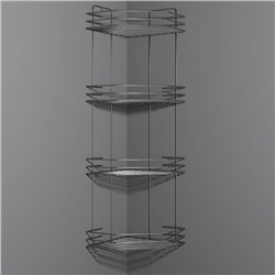 Полка для ванной угловая 4-х ярусная, 20.5×20.5×72 см, хром