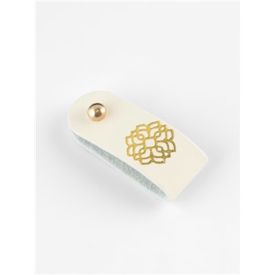 Бирка с кнопкой «Мандала» TEIRA, с тиснением, 8×1.5 см, 10 шт., цвет золотой, молочный