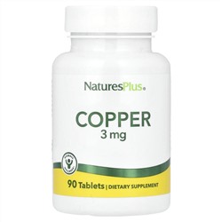 NaturesPlus, Медь, 3 мг, 90 таблеток