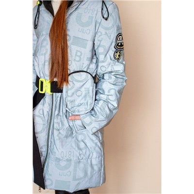 2107 Пальто на синтепоне серо-голубой/130