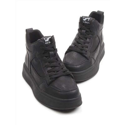 01-A324-4B BLACK Ботинки демисезонные женские (натуральная кожа)