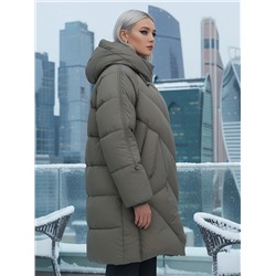 Пальто двубортная зимнее утепленное женское светло-коричневого цвета 7732SK