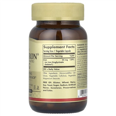 Solgar, Gentle Iron, 25 мг, 90 растительных капсул
