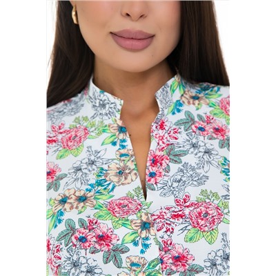 Блузка белая с цветочным принтом