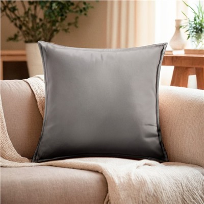 Наволочка декоративная «Этель», 45×45 см, кожзам, металлик/серая