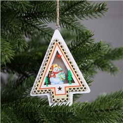 Ёлочная игрушка «Снеговик», 11х2.5x9.5 см, 1 LED, от батареек, свечение тёплое белое
