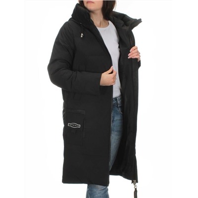 C1046 BLACK Пальто зимнее женское (200 гр. холлофайбер)