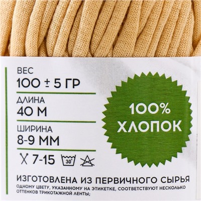 Пряжа трикотажная 100% хлопок «Лентино mini» 100 г 40 м, 23 песок