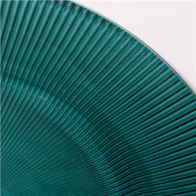 Тарелка Magistro «Эмеральд», d=27 см, с серебряной отводкой, стекло, зелёная