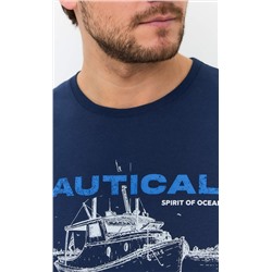 Футболка мужская с принтом F111-06bb-664 тёмно-синяя