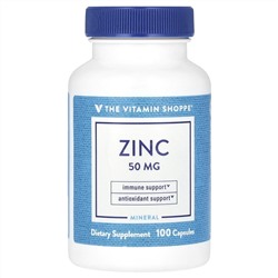 The Vitamin Shoppe, цинк, 50 мг, 100 капсул