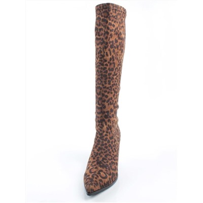 02-H26B-47ЗPC BROWN LEOPARD Сапоги демисезонные женские (велюр)