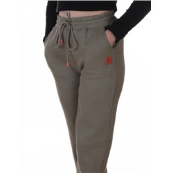 2617 GRAY/GREEN Брюки спортивные утепленные женские (85% хлопок, 10% полиэстер, 5% спандекс)