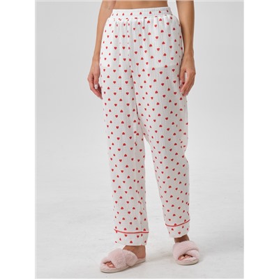 Брюки белые в сердечко с карманами