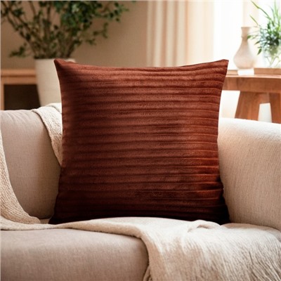 Наволочка декоративная «Этель», 40×40 см, велсофт, коричневая