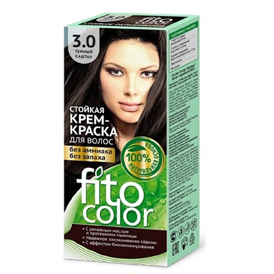 Стойкая крем-краска для волос серии "Fitocolor", тон 3.0 темный каштан 115мл