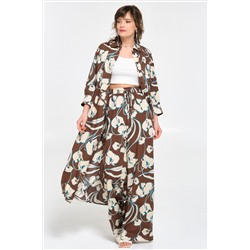 Блузка удлинённая коричневая из вискозы