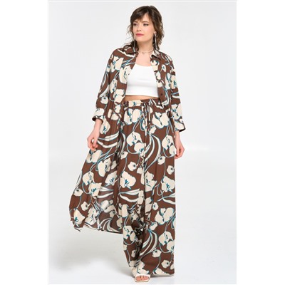 Блузка удлинённая коричневая из вискозы