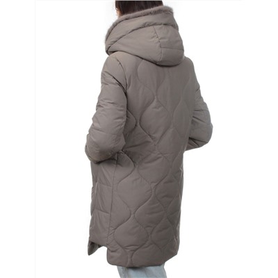 310 GRAY Пальто зимнее стеганое женское (200 гр. холлофайбер, натуральная норка)
