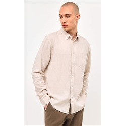 Рубашка д/р лен F111-0450-1 beige