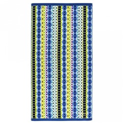 "Missoni-3005" Полотенце махровое 100х150см, плотность 375гр/м2, 100% хлопок, велюр, синий, Bolangde (Китай)