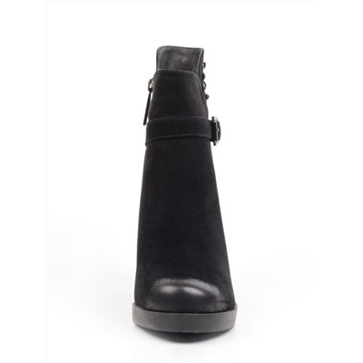 04-R164-1 BLACK Полусапоги женские (натуральная замша, натуральный мех)