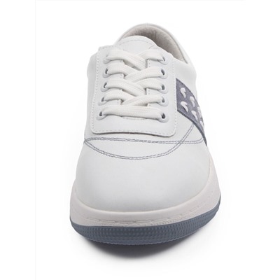 03-YA345-1 WHITE/BLUE Полуботинки спортивные женские (натуральная кожа, натуральная замша)