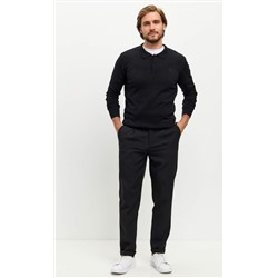 Джемпер мужской с отложным воротником и планкой на пуговицах F221-15-22021 чёрный