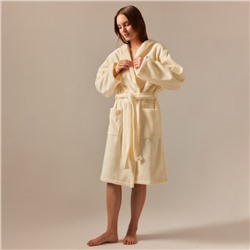 Халат махровый с капюшоном женский SL HOME: Basic «Айвори», хлопок 100%, молочный