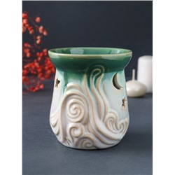 Аромалампа для эфирных масел «Море волнуется», керамика, зелёный, 8.6×8.6×9.8 см