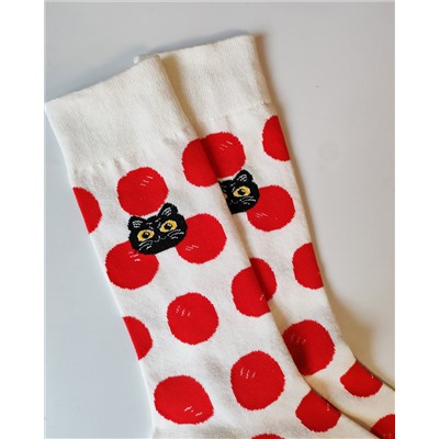Носки р.35-40 "Cute Animals" Red Balls and Cat