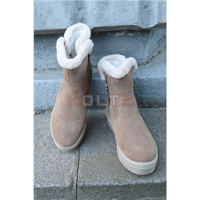 Женские полуcапоги из бежевой замши F9323-63XMQ
