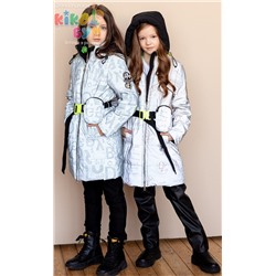 2107-S Пальто на синтепоне Розовый - серый/116