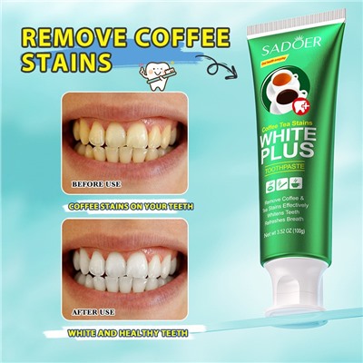 (ЗАМЯТА КОРОБКА) Зубная паста для удаления налета от кофе и чая Sadoer Coffee Tea Stains , 100 гр.
